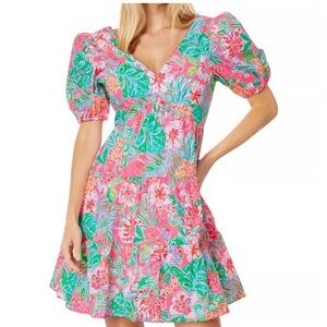 Lilly Pulitzer Vibrant Pink and Green Mini Dress
